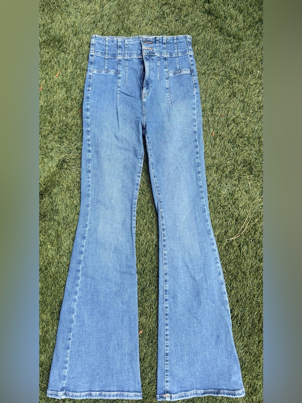We The Free Light Blue High-Waist Flare Jeans